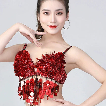 The Stardust Tribal Empress – Metallic Studded Coin & Rhinestone Tribal Belly Dance Bra Top
