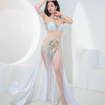 Luxury Sequin Embroidered Crystal Beaded Belly Dance Competition Set