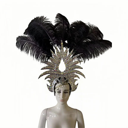 The Stardust Majestic Feather Crown – Carnival & Cabaret Stage Headdress