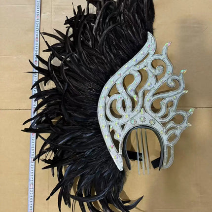 The Stardust Samba Radiance – Elegant Feathered Stage & Carnival Headdress
