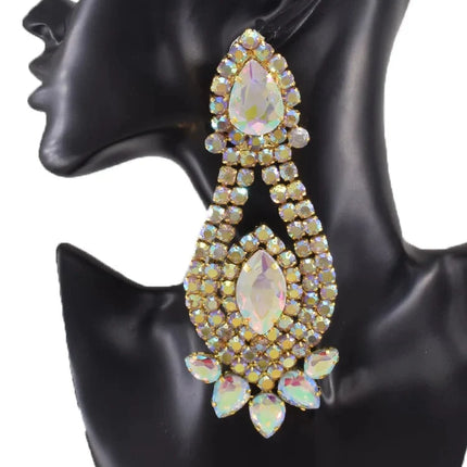 Rhinestone Glass Pendant Necklace & Earring Set