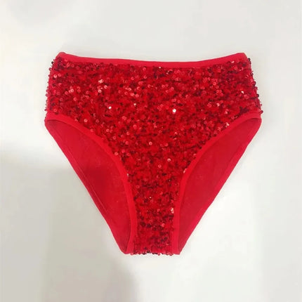 High-Waist Sequined Disco Briefs & Stage Performance Hot Pants