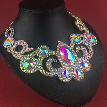 AB Rhinestone Chain Clasp Necklace