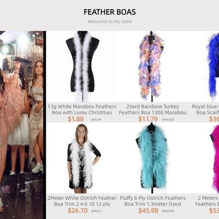 Fluffy Marabou Turkey Feather Boa (2 Meters)