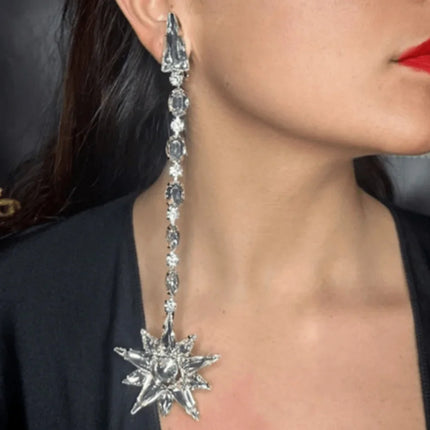 Long Crystal Dangle Earrings