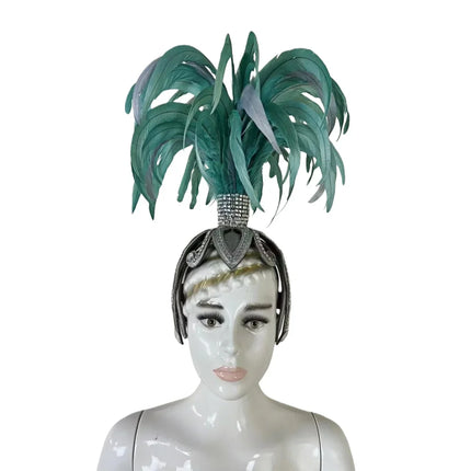 The Stardust Dionysia – Mint Green Feather Carnival & Masque Ball Headdress