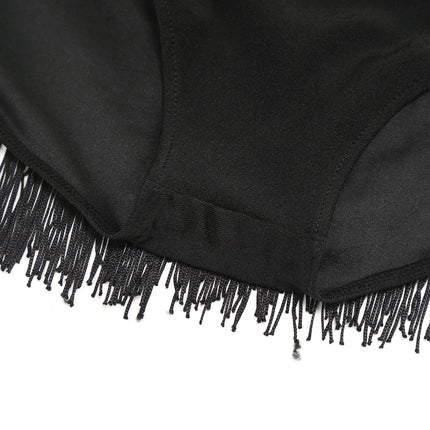 The Stardust Tuxedo Tassel Bodysuit – Luxury Sequins & Rhinestone Showgirl Leotard