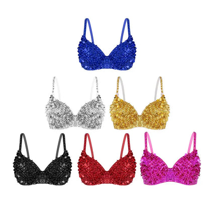 The Stardust Prism Sirena – Sequined & Looped Beading Padded Push-Up Bra Top