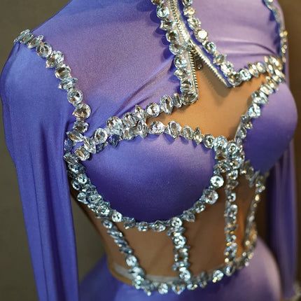 Crystal Tube Top, High-Waist Shorts & Bolero Jacket 3-Piece Performance Costume Set