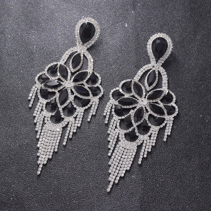 Sparkly Glass Crystal Statement Drop Earrings Stage Performance Jewelry