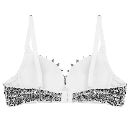 The Stardust Prism Sirena – Sequined & Looped Beading Padded Push-Up Bra Top