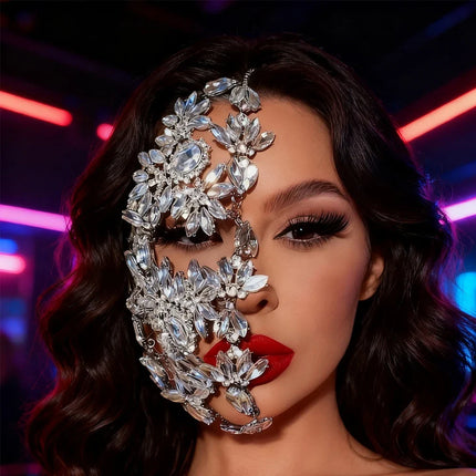 Rhinestone Half Mask Masquerade Jewelry