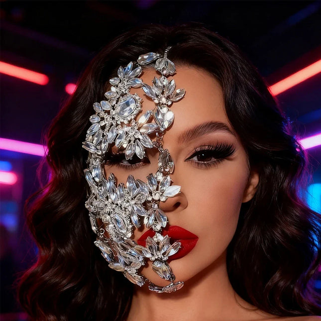 Rhinestone Half Mask Masquerade Jewelry