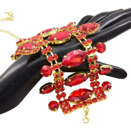 Red Rhinestone Gold Bracelet