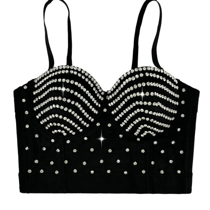 The Stardust Prism Siren – Embroidered Diamond Bustier Corset Crop Top