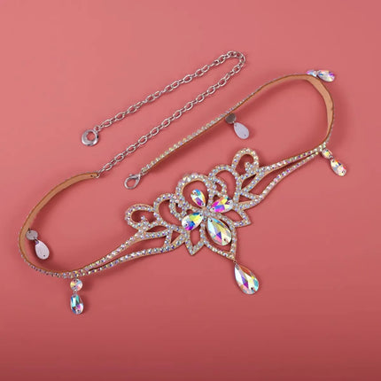 Sparkly Layered Rhinestone & Pearl Belly Dance Waist Chain Belt