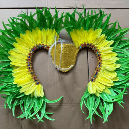 Two-Tone Feather Wing Backpiece Stage Costume Accessory
