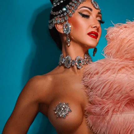 Crystal Rhinestone AB & Necklace & Pasties Set
