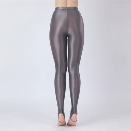 Thin Sheer Oil Glossy High-Stretch Pencil Pants Candy Color Yoga Leggings