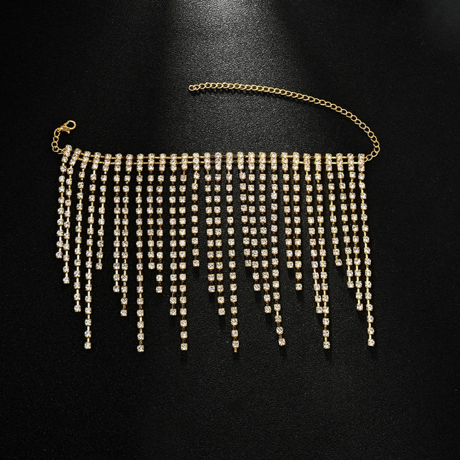 Rhinestone Fringe Tassel Ankle Chains