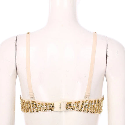 Sparkly Floral Beaded Sequin Belly Dance Bra & Tassel Performance Top