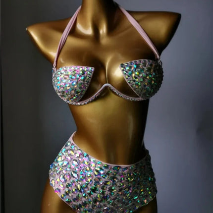 The Venus Horizon Rhinestone Bikini – Premium Crystal Triangle Showgirl Set