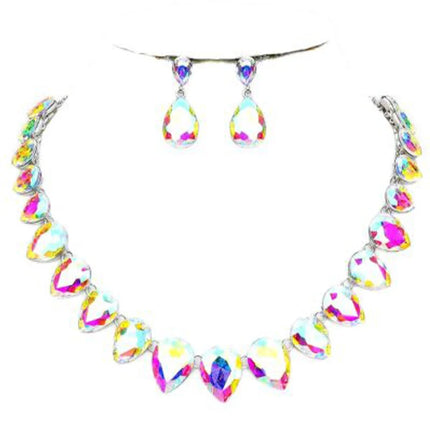 Rhinestone Drop Necklace & Earrings Set