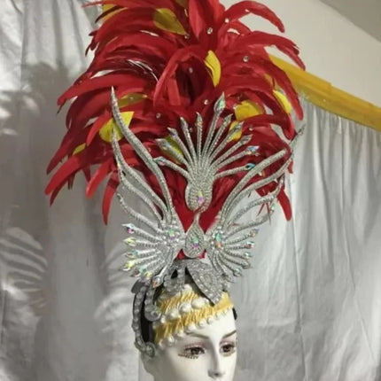 FASHIONABLE AND EXQUISITE HEADDRESS FEATHERS SAMBA DANCE CARNIVAL HALLOWEEN PARTY LATIN DANCE BAR PERFORMANCE HAT MASQUERADE