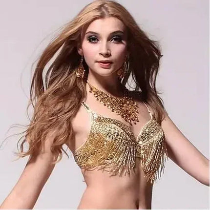 The Stardust Prism Sirena – Deluxe Beaded & Sequined Tassel Belly Dance Bra Top