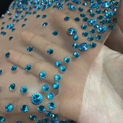 Geometric Rhinestone Sleeveless Stage Bodysuit