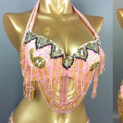 The Stardust Prism Sirena – Deluxe Beaded & Sequined Belly Dance Bra Top