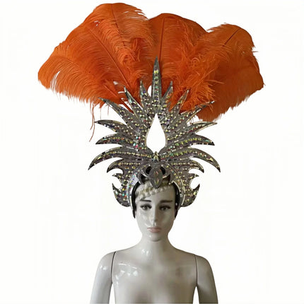 The Stardust Majestic Feather Crown – Carnival & Cabaret Stage Headdress