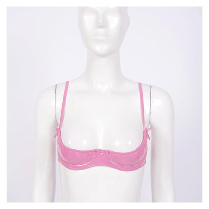 Patent Leather Underwired Open-Cup Bra
