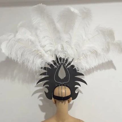 The Stardust Majestic Feather Crown – Carnival & Cabaret Stage Headdress