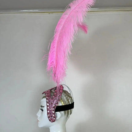 The Stardust Azure Sovereign – Royal Blue Feather Samba Carnival Headdress
