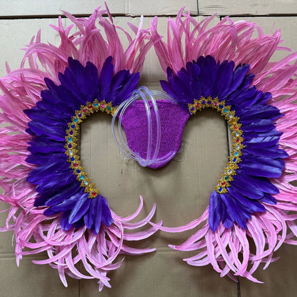 Two-Tone Feather Wing Backpiece Stage Costume Accessory