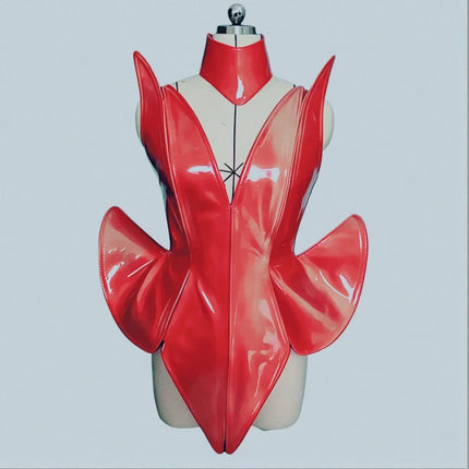 Laser Stage Costume Nightclub DJ Singer Future Technology Performance Clothes Leather Irregular Bodysuit Dress Show Rave Outfits