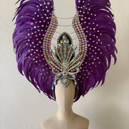 The Stardust Aurora Feather Headdress – Light Purple Cabaret & Carnival Crown