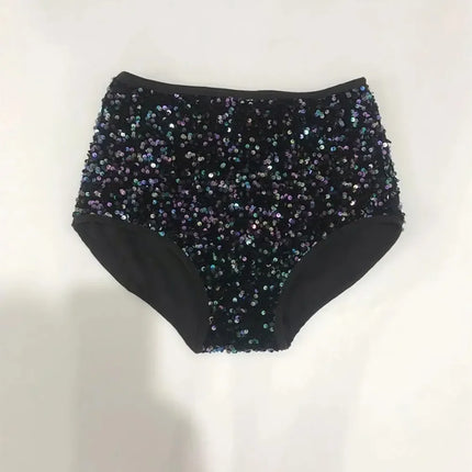 High-Waist Sequined Disco Briefs & Stage Performance Hot Pants