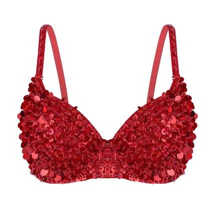 The Stardust Prism Sirena – Sequined & Looped Beading Padded Push-Up Bra Top