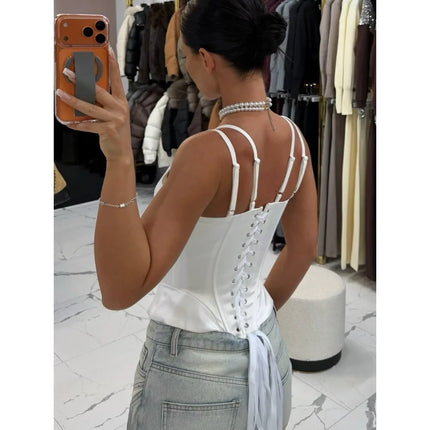 Lace-Up Corset Cami Crop Top & Streetwear Party Tank
