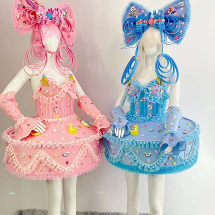 Sweet Bow Cake Dress & Parade Performance Costume Set