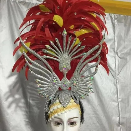 FASHIONABLE AND EXQUISITE HEADDRESS FEATHERS SAMBA DANCE CARNIVAL HALLOWEEN PARTY LATIN DANCE BAR PERFORMANCE HAT MASQUERADE