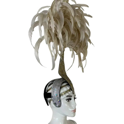 The Stardust Dionysia – Off-White Feather Carnival & Masque Ball Headdress