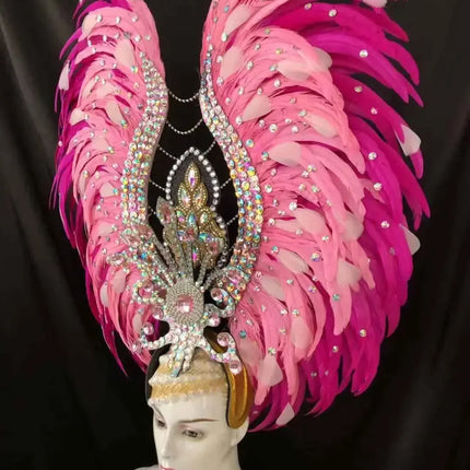 Feather headdress samba costume carnival halloween party bar performance hat makeup dance wings parade