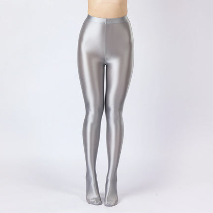 Oil Glossy High-Stretch Satin Pencil Pants & Leopard Print Leggings