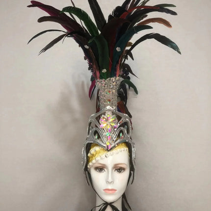 The Stardust Dynasty – Majestic Velvet & Feather Samba Masquerade Crown