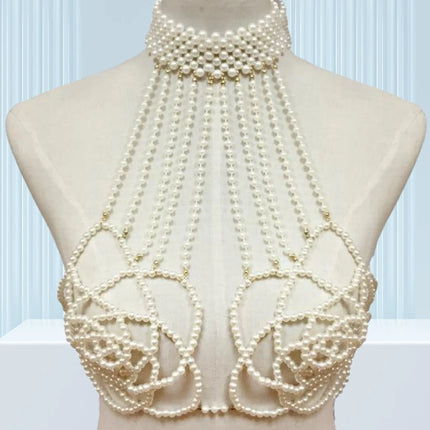 Handmade Pearl Shoulder Harness & Waist Bikini Body Chain Jewelry