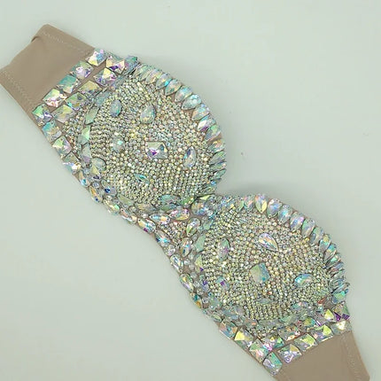 Crystal Rhinestone Diamond Bikini Showgirl Bra Set – Glamour Stage Performance Costume