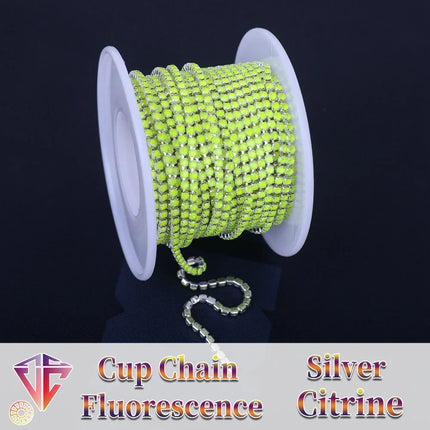 The Stardust Fluorescent Stream – Premium AAAA Glass Fluorescent & Mocha Rhinestone Cup Chain Trim